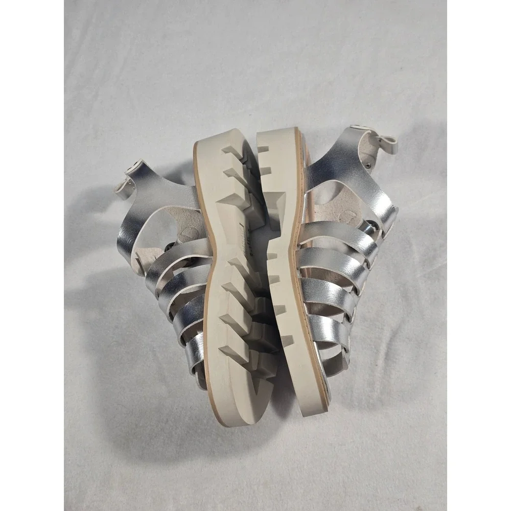 Sonoma Goods For Life Silver Metallic Gladiator Platform Sandals Womens 9.5